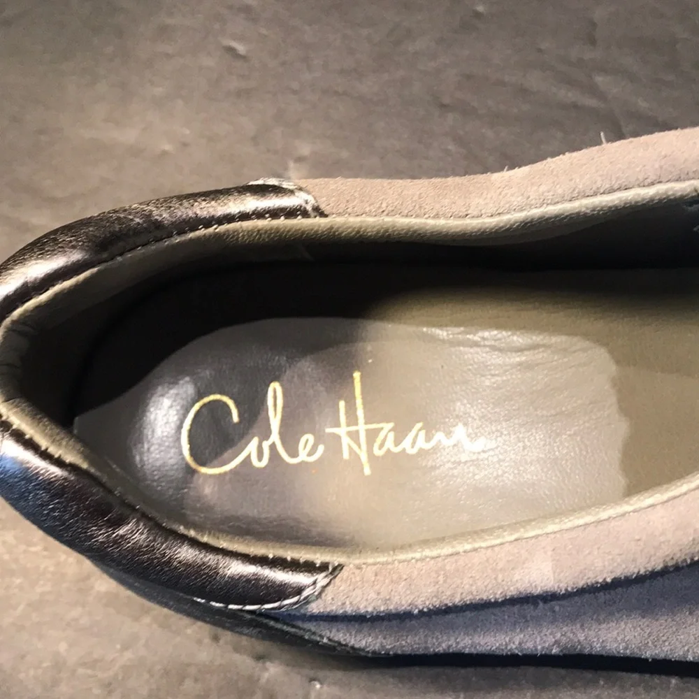 Cole Haan Grey Silver Sneaker Nike Air Soles Metallic Pewter Women's 9.5